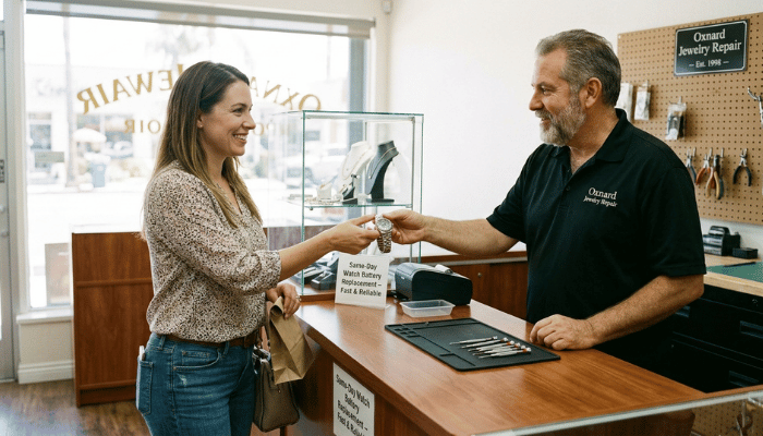 Customer receiving watch after same-day battery